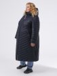 Женское пальто из комбинированной стеганной ткани , цвет синий в интернет-магазине Фабрики Тревери