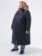 Зимнее удлиненное асимметричное пальто, цвет темно-синий в интернет-магазине Фабрики Тревери