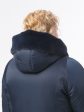 Зимнее пальто с контрастной отделочной строчкой и полу норкой , цвет синий в интернет-магазине Фабрики Тревери