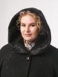 Пальто женское из драпа с декоративными строчками и стразами, цвет черный в интернет-магазине Фабрики Тревери