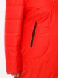 Женское пальто красного цвета из двух видов стежки со стразами, цвет красный в интернет-магазине Фабрики Тревери