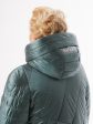Молодежное стеганное пальто с асимметрией по низу, цвет бирюзовый в интернет-магазине Фабрики Тревери