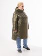 Молодежное стеганное пальто с асимметрией по низу, цвет оливковый в интернет-магазине Фабрики Тревери