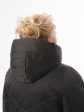 Женское пальто из комбинированной стеганой ткани в виде градиента, цвет черный в интернет-магазине Фабрики Тревери