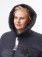 Зимнее удлиненное асимметричное пальто, цвет синий в интернет-магазине Фабрики Тревери