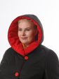 Молодежное пальто волна с красной отделкой, цвет черный в интернет-магазине Фабрики Тревери