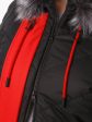 Женское пальто из красивой стеганной мембранной ткани черного цвета с красными вставками, цвет черный в интернет-магазине Фабрики Тревери