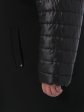 Молодежное драповое комбинированное стеганное пальто с нашивкой и стразами, цвет черный в интернет-магазине Фабрики Тревери