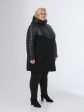 Молодежное драповое комбинированное стеганное пальто с нашивкой и стразами, цвет черный в интернет-магазине Фабрики Тревери