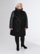 Женское комбинированное пальто из меха и стежки с логотипом, цвет черный в интернет-магазине Фабрики Тревери
