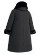 Женское пальто из стеганной плащевки модного геометрического рисунка, цвет черный в интернет-магазине Фабрики Тревери