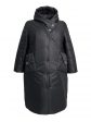 Молодежное комбинированное стеганное пальто с дизайнерскими кнопками и карманом в виде конверта , цвет черный в интернет-магазине Фабрики Тревери