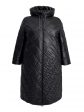 Молодежное комбинированное стеганное пальто с нашивкой , цвет черный в интернет-магазине Фабрики Тревери