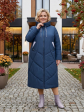 Женское пальто из двух видов стежки с цветной отделкой, цвет синий в интернет-магазине Фабрики Тревери