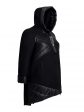 Молодежное драповое комбинированное стеганное пальто с дизайнерской подвеской , цвет черный в интернет-магазине Фабрики Тревери
