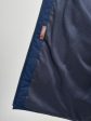 Женское пальто из двух видов стежки с цветной отделкой, цвет синий в интернет-магазине Фабрики Тревери