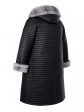 Женское зимнее стеганное пальто с норкой крестовкой и дизайнерской подвеской , цвет черный в интернет-магазине Фабрики Тревери