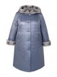 Женское зимнее стеганное пальто с норкой крестовкой и дизайнерской подвеской , цвет серый в интернет-магазине Фабрики Тревери