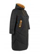 Женское пальто из двух видов стежки с цветной отделкой, цвет черный в интернет-магазине Фабрики Тревери