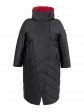 Молодежное комбинированное стеганное пальто с отделкой и нашивкой, цвет черный в интернет-магазине Фабрики Тревери