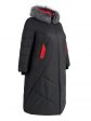 Молодежное пальто с цветной отделкой и эко-мехом , цвет черный в интернет-магазине Фабрики Тревери