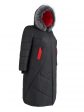 Молодежное пальто с цветной отделкой и эко-мехом , цвет черный в интернет-магазине Фабрики Тревери