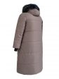 Молодежное пальто с цветной отделкой и эко-мехом , цвет коричневый в интернет-магазине Фабрики Тревери