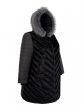 Женское пальто черного цвета из комбинации стеганой плащевки и искусственного полосатого каракуля, цвет черный в интернет-магазине Фабрики Тревери