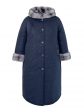 Женское зимнее пальто с контрастной отделочной строчкой и эко-мехом норкой крестовкой, цвет серый в интернет-магазине Фабрики Тревери