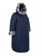 Женское зимнее пальто с контрастной отделочной строчкой и эко-мехом норкой крестовкой, цвет серый в интернет-магазине Фабрики Тревери