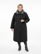 Женское зимнее пальто с дизайнерской подвеской и эко-мехом чернобурки, цвет черный в интернет-магазине Фабрики Тревери