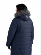 Пуховик больших размеров с капюшоном, цвет синий в интернет-магазине Фабрики Тревери