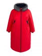 Молодежное пальто с цветной отделкой и эко-мехом , цвет красный в интернет-магазине Фабрики Тревери