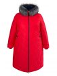 Молодежное стеганное пальто с отделкой и чернобуркой, цвет красный в интернет-магазине Фабрики Тревери