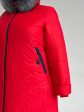 Молодежное стеганное пальто с отделкой и чернобуркой, цвет красный в интернет-магазине Фабрики Тревери