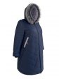 Молодежное стеганное пальто с отделкой и чернобуркой, цвет синий в интернет-магазине Фабрики Тревери