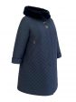 Пальто женское стеганное цвета баклажан на кнопках, цвет синий в интернет-магазине Фабрики Тревери