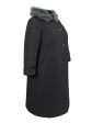 Женское зимнее пальто с дизайнерской подвеской и эко-мехом чернобурки, цвет черный в интернет-магазине Фабрики Тревери