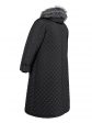 Женское зимнее пальто с дизайнерской подвеской и эко-мехом чернобурки, цвет черный в интернет-магазине Фабрики Тревери