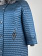 Женское зимнее стеганное пальто с чернобуркой и дизайнерской подвеской , цвет бирюзовый в интернет-магазине Фабрики Тревери