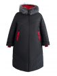 Зимнее женское пальто с цветной отделкой и чернобуркой , цвет черный в интернет-магазине Фабрики Тревери
