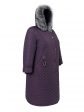 Женское зимнее пальто с дизайнерской подвеской и эко-мехом чернобурки, цвет фиолетовый в интернет-магазине Фабрики Тревери