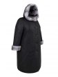 Женское зимнее пальто с контрастной отделочной строчкой и эко-мехом норкой крестовкой, цвет черный в интернет-магазине Фабрики Тревери