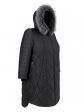молодежное пальто из красивой комбинированной стеганной ткани и эко-мехом, цвет черный в интернет-магазине Фабрики Тревери