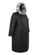 Женское зимнее пальто с полу норкой и декоративными кнопками, цвет черный в интернет-магазине Фабрики Тревери