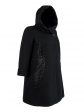 Элегантное женское пальто с пайетками и дизайнерской брошью, цвет черный в интернет-магазине Фабрики Тревери