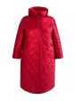 Молодежное комбинированное стеганное пальто с нашивкой, цвет красный в интернет-магазине Фабрики Тревери