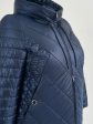 Молодежное комбинированное стеганное пальто с нашивкой , цвет синий в интернет-магазине Фабрики Тревери