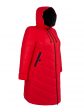 Молодежное комбинированное стеганное пальто с нашивкой и цветной отделкой, цвет красный в интернет-магазине Фабрики Тревери