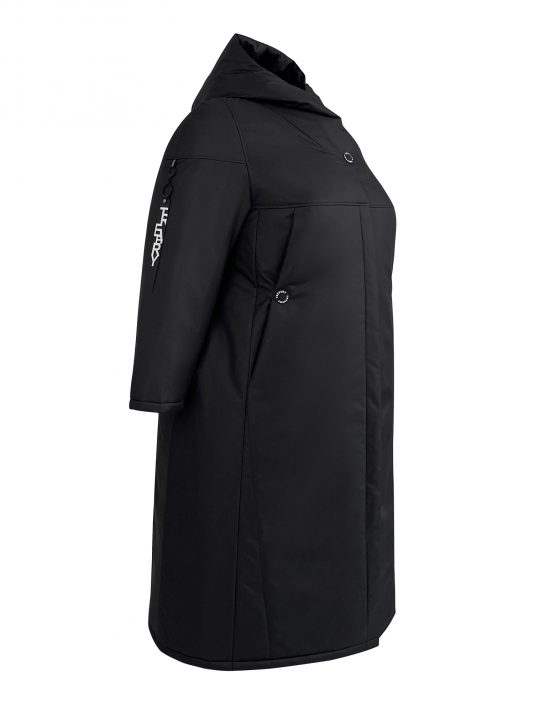 Молодежное пальто с двойными карманами и отделкой, цвет черный в интернет-магазине Фабрики Тревери